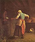 Bread Canvas Paintings - Woman Baking Bread
